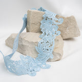 Edles Strumpfband mit Floraler Spitze in Blau