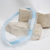 Elegantes Braut Strumpfband - Blau mit Perlen